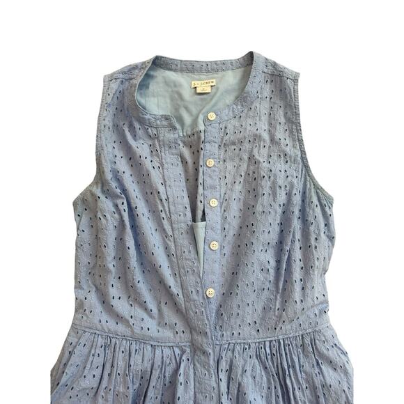 J by J.Crew Blue Sleeveless Dress size 0 Button Front w/ Pockets‎ & Lined - Picture 4 of 5